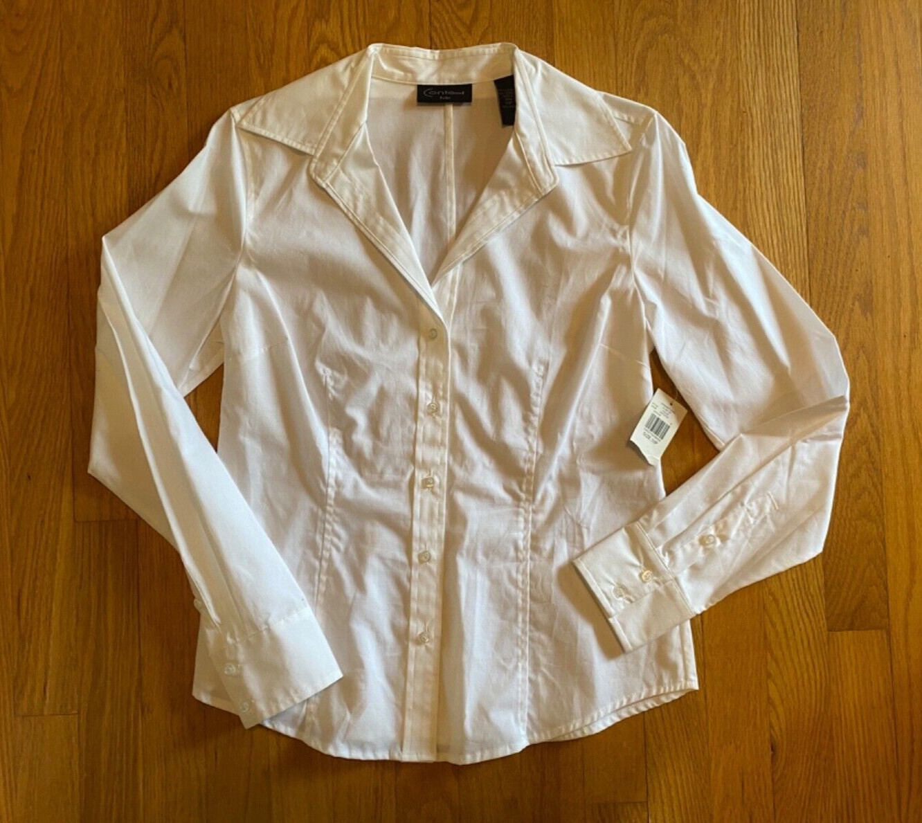NWT Context Women’s Size 10P Button-Up White Collared Shirt (B5)