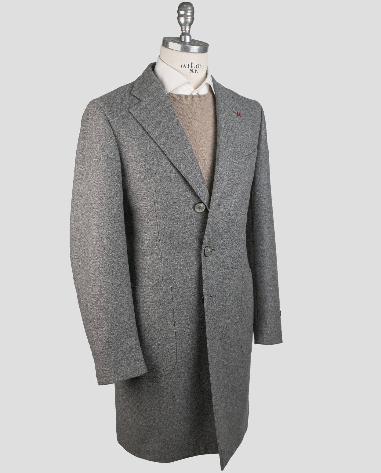 NEW ISAIA GRAY WOOL CASHMERE OVERCOAT US 46 - EU 56 US90 gallery