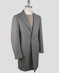 NEW ISAIA GRAY WOOL CASHMERE OVERCOAT US 46 – EU 56 US90