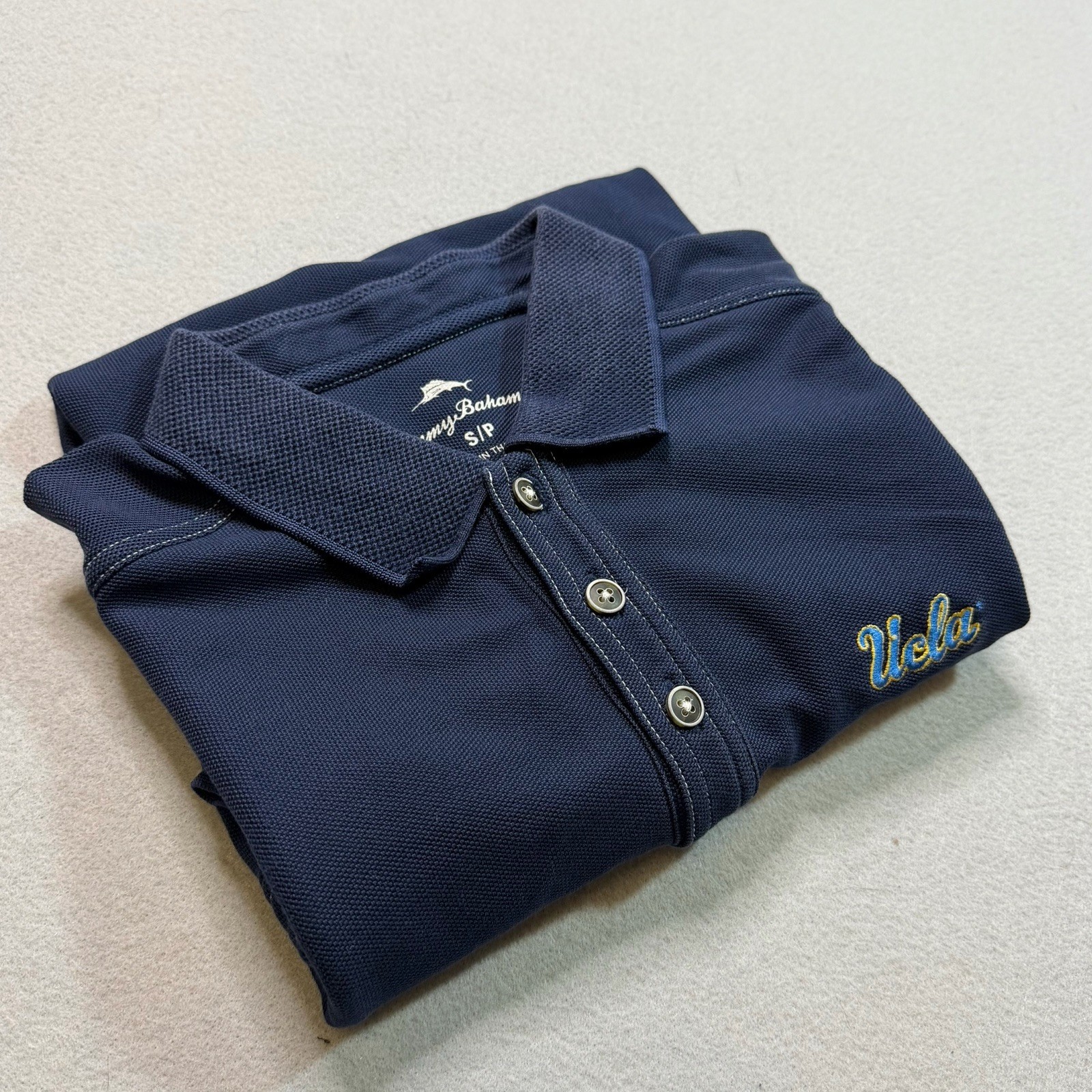 UCLA Tommy Bahama Blue & Gold Marlin Logo Polo Collegiate Series Shirt Small gallery