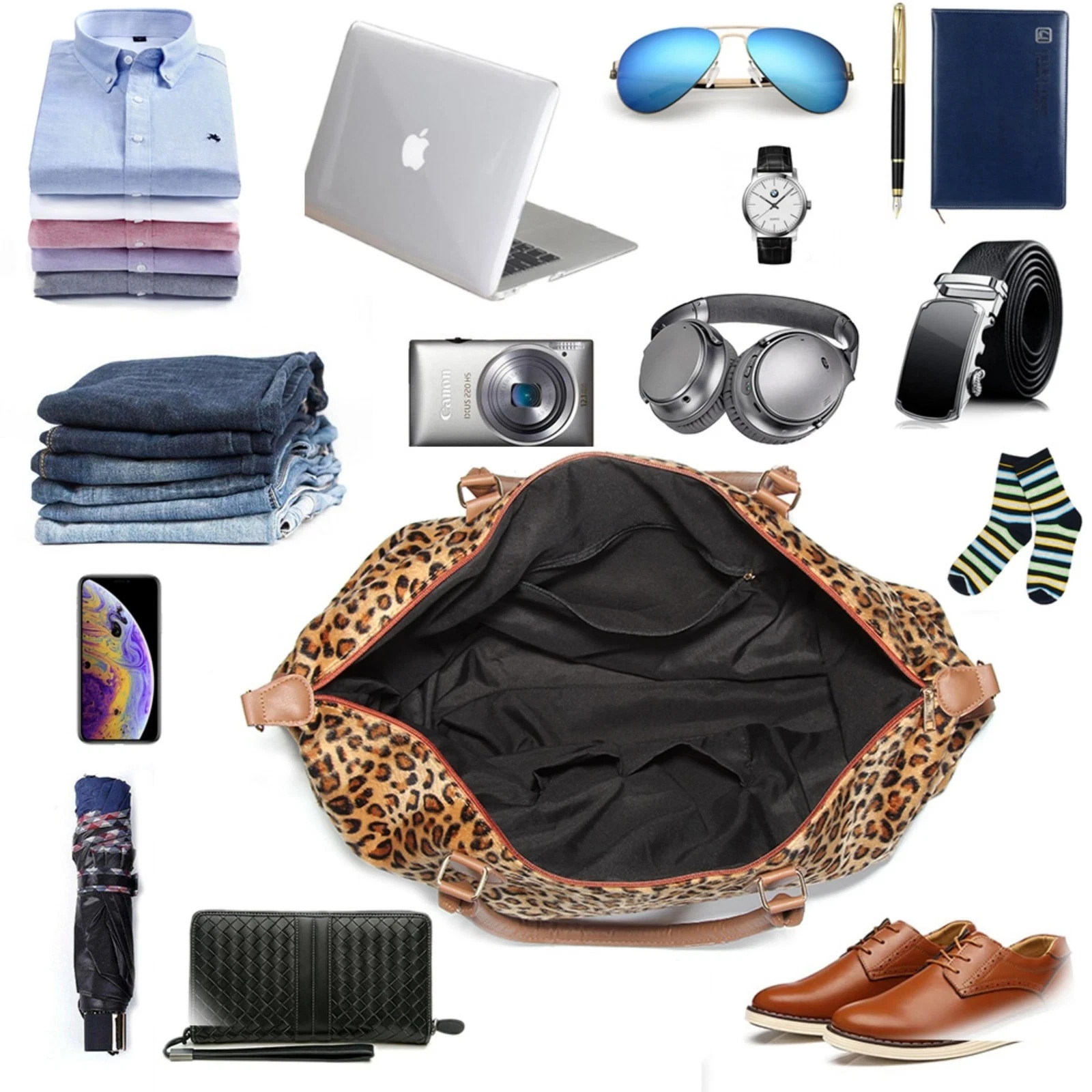 Leopard Weekender Bag Travel Duffle Bag For Women Large Cheetah Tote Shoulder... gallery