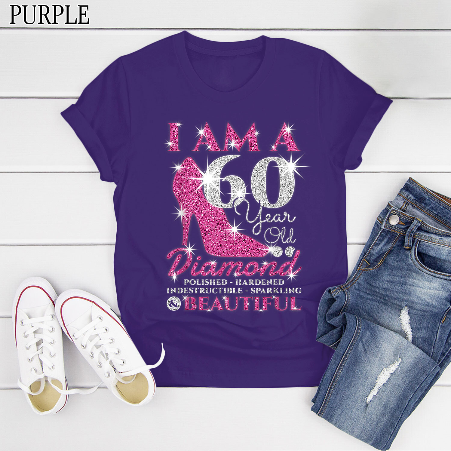 I Am A 60 Year Old Diamond, Womens 60th Birthday T-Shirt, Gift For Girl, Women gallery