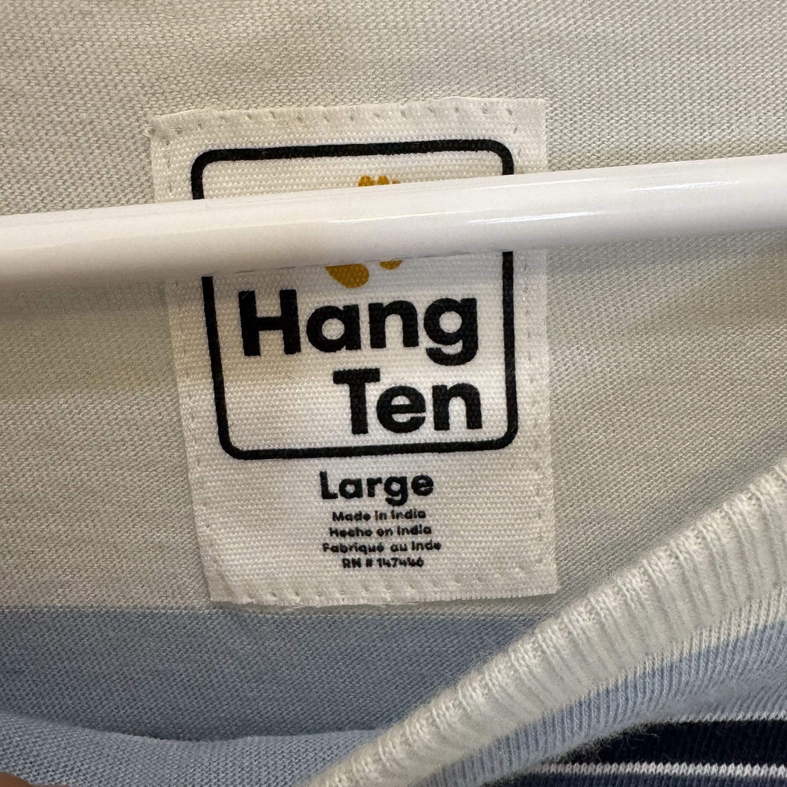 Hang Ten Light Blue L Men's T-Shirt Striped Embroidered Logo Short Sleeve NWT gallery