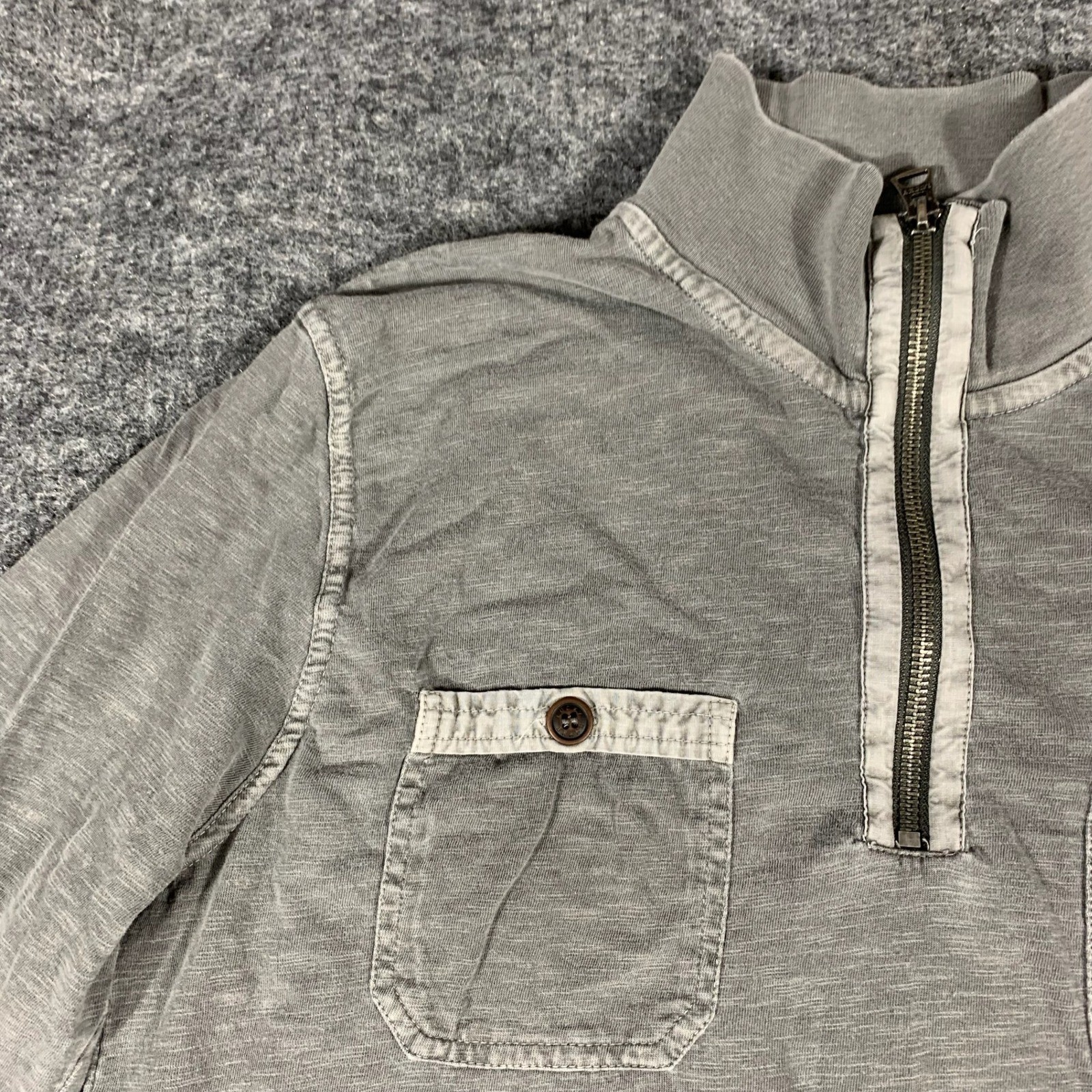 Lucky Brand Shirt Mens Medium Gray Quarter Zip Lightweight Cotton Casual Utility gallery