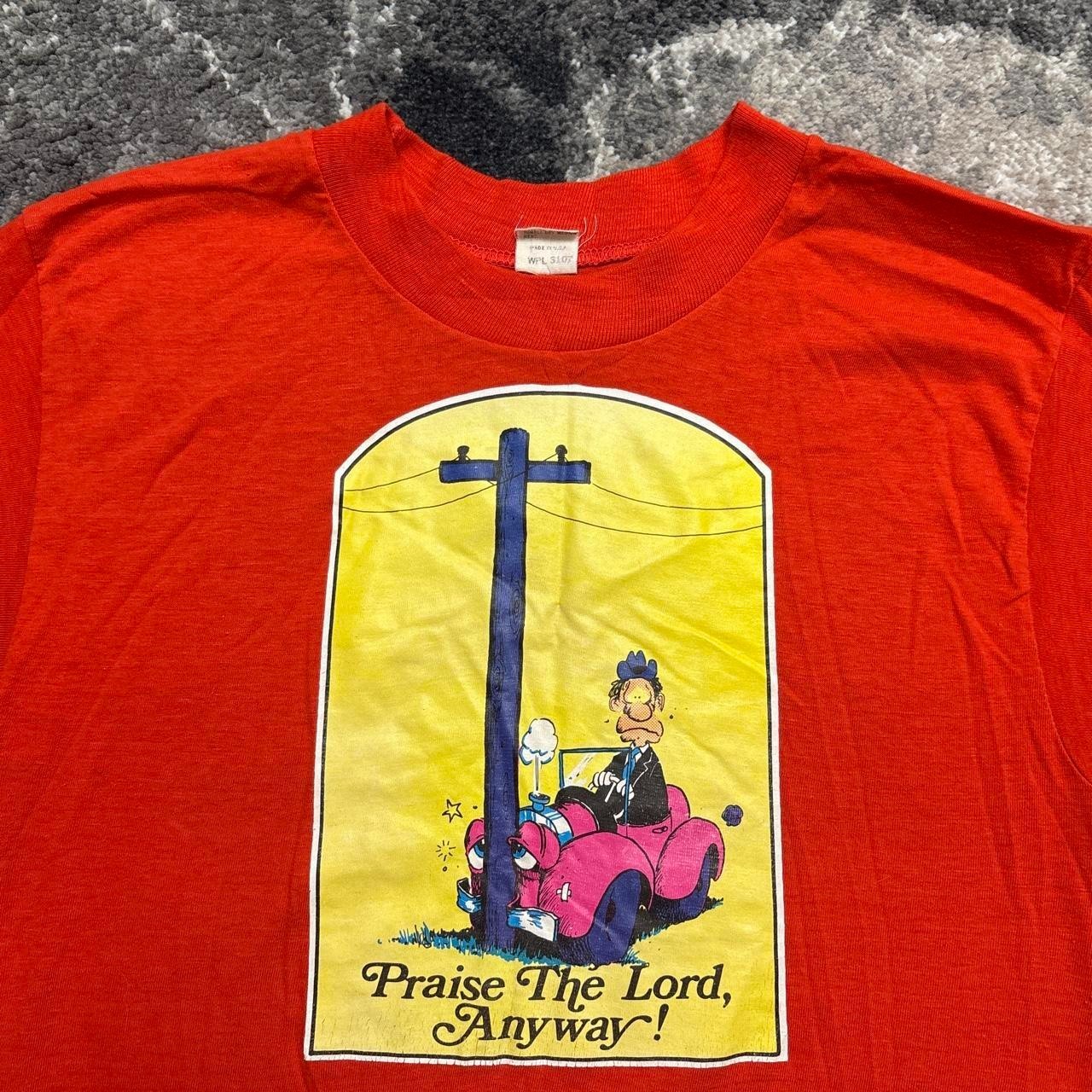 Vintage Art Shirt Adult Small 70s 80s Jesus Christian God Bible Cross Iron On