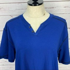 Truth Substance Blue Short Sleeve Henley T-Shirt XL 95% Cotton 5% Spandex Made I