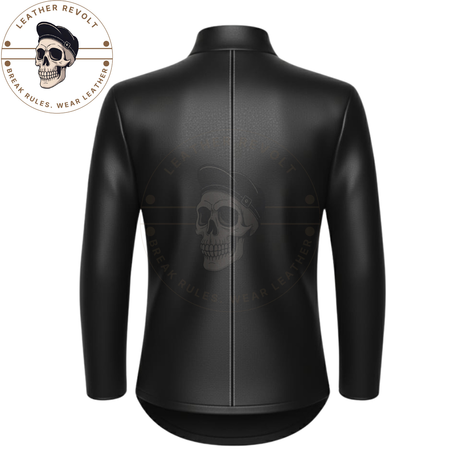 Men’s Black Lambskin Leather Fitted Shirt High Neck Slim Fit Motorcycle Style gallery