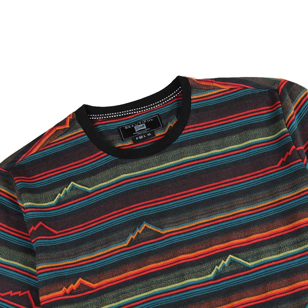 Beautiful Giant Men's Striped T-shirt Jacquard Regular Fit Outdoor BLACK gallery