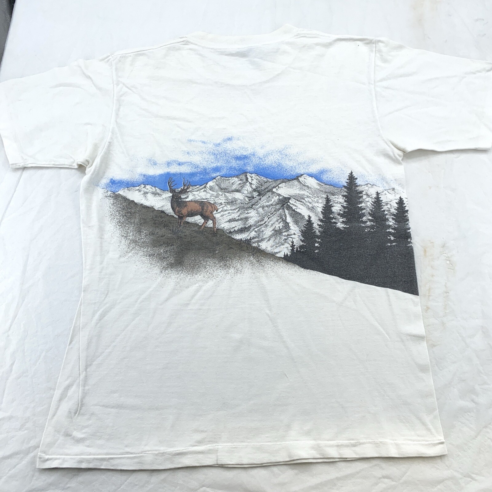 vintage 90s LAKE PLACID DEER MOUNTAIN DOUBLE-SIDED T-Shirt MEDIUM/LARGE new york gallery