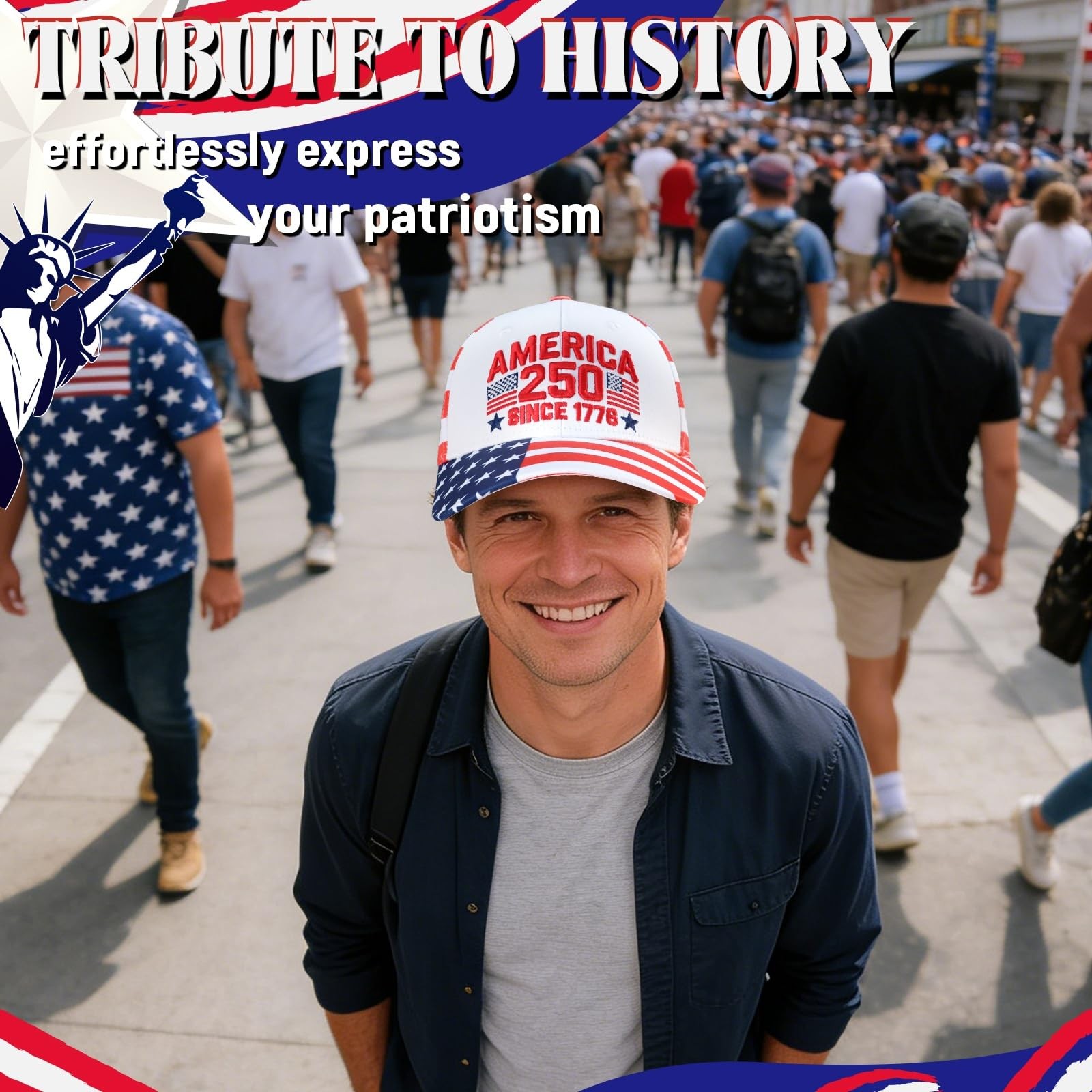 American Flag Hat Baseball Cap for Men Boys, Adjustable Patriotic Hat, Father... gallery