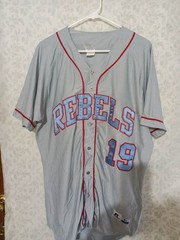 Gray Mesh Rebels 19 Baseball Jersey Large by Russell Athletic
