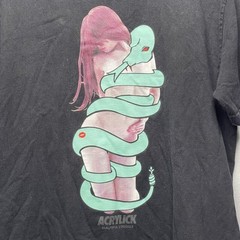 Acrylick Medium Black T-Shirt With Artistic Snake & Figure Design