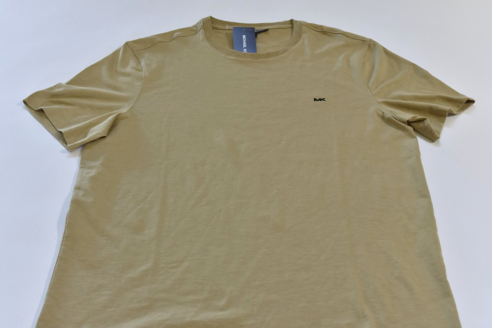 Michael Kors Men's Tee Shirt Size L Sand Brown - Textured Fabric - Contrast Logo gallery