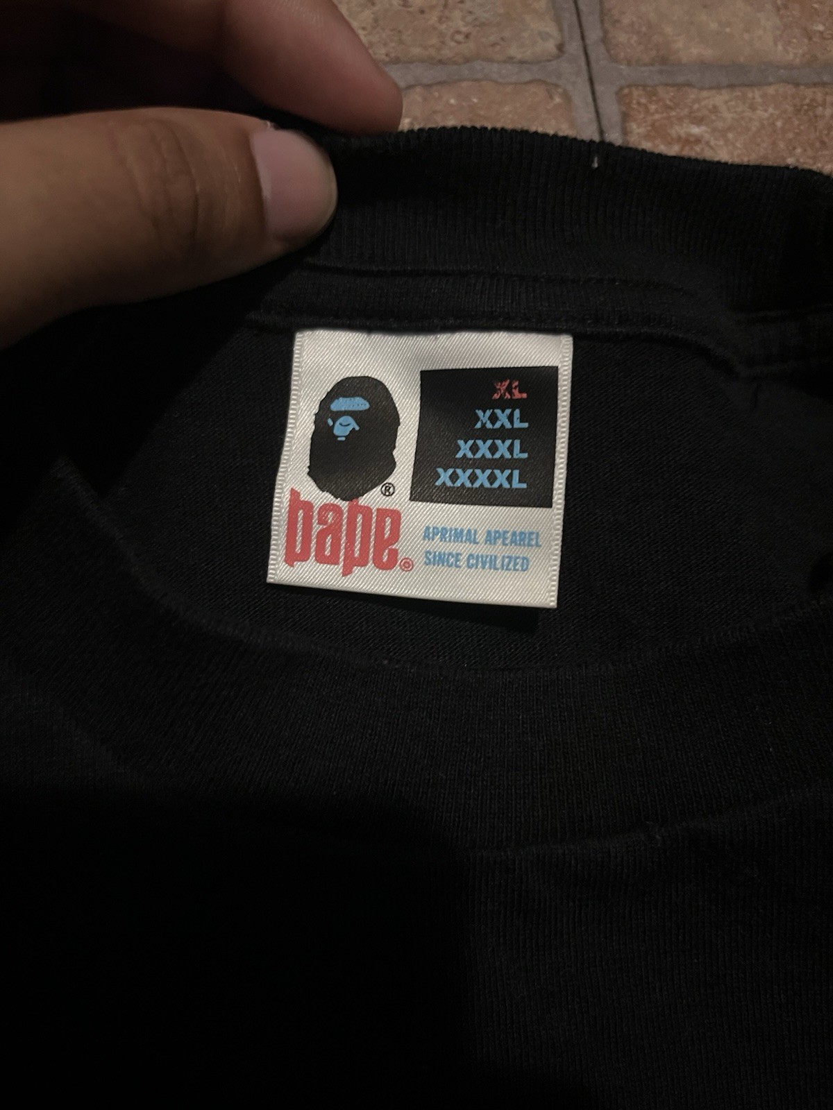 A Bathing Ape BAPE Black College Logo Ape Head Graphic Tee Crew Neck XXL gallery