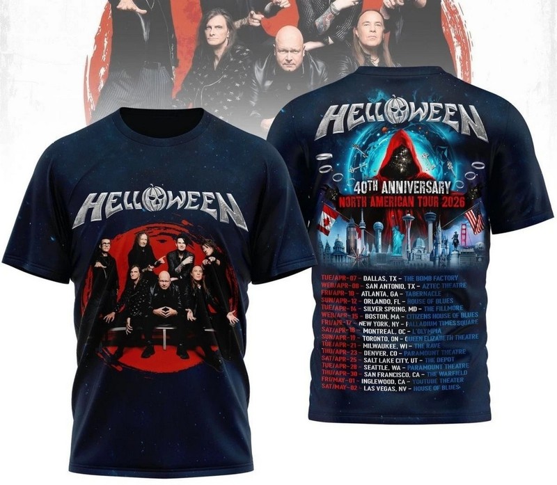 Helloween 40th Anniversary North American Tour 2026 3D US T-Shirt Size S To 5XL