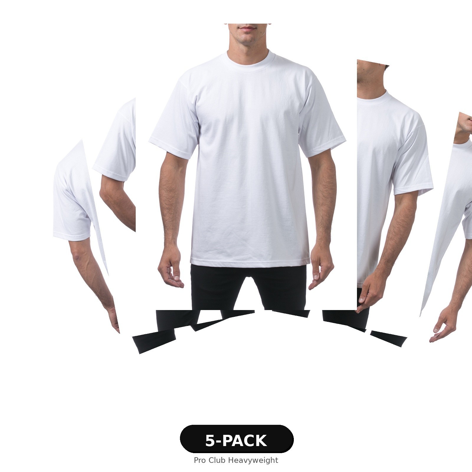 5 Pack Pro Club Heavyweight T-Shirt Crew Neck Cotton Tee S M L XL2XL White Black gallery