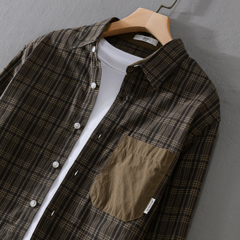 New Men's Long Sleeved Shirt Casual Loose Color Blocked Shirt Sports Party Tops gallery