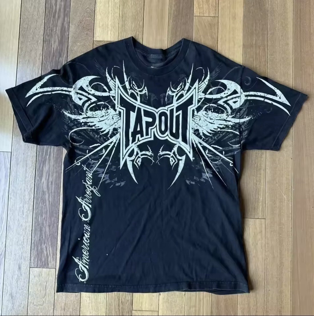 Mens Y2K Gothic Graphic T Shirt Streetwear TAPOUT Wing Grunge Vinatage Tee gallery