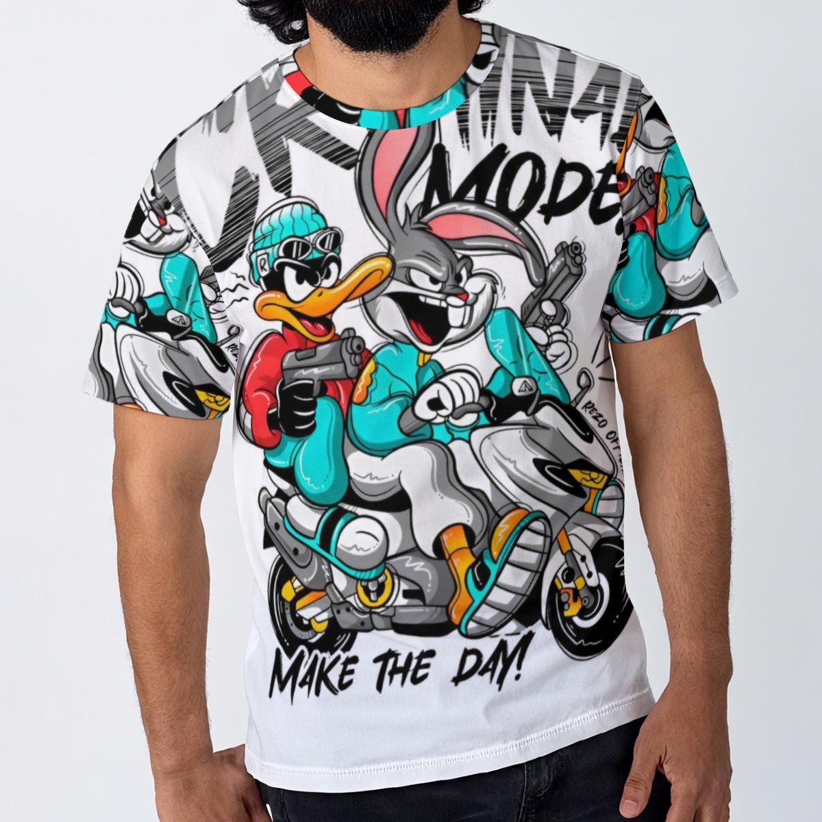 Streetwear Cartoon T‑Shirt Bugs Bunny & Daffy Duck Graphic Tee, White Casual Top gallery