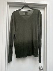 ZADIG & VOLTAIRE Monastir ML Gray Green Long Sleeve T-Shirt Size S Linen