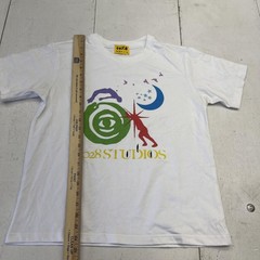 4028 Studios Shirt Mens Small White Multicolor Logo Graphic Tee Cotton Art