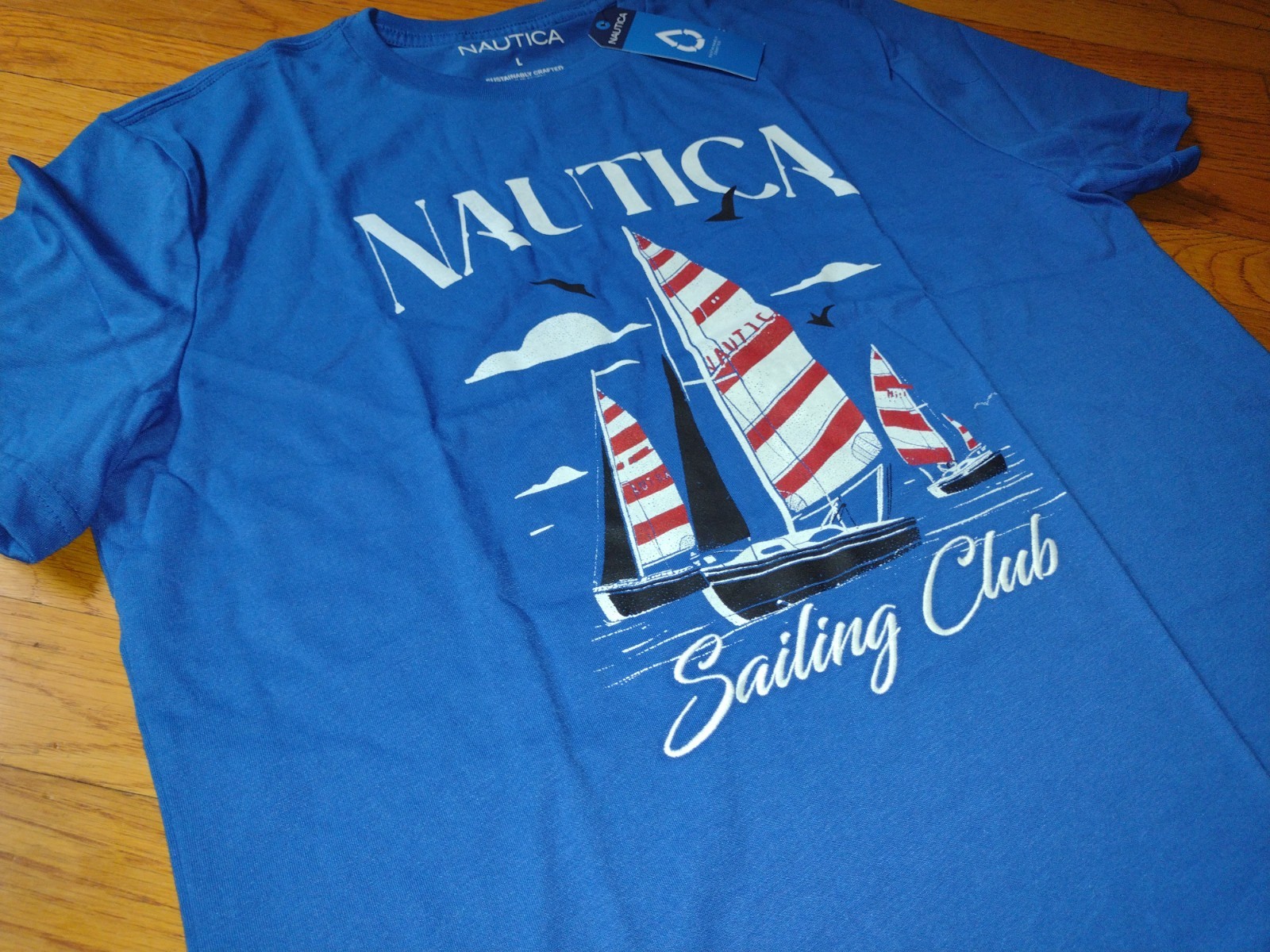NWT, $35. MSRP, Mens Nautica Cotton Blend Graphic T-Shirt, Blue gallery