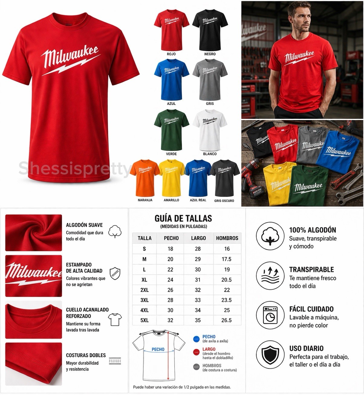Milwaukee Shirt Men's Clothing Milwaukee Tools Equipment Size S-2XL, gallery