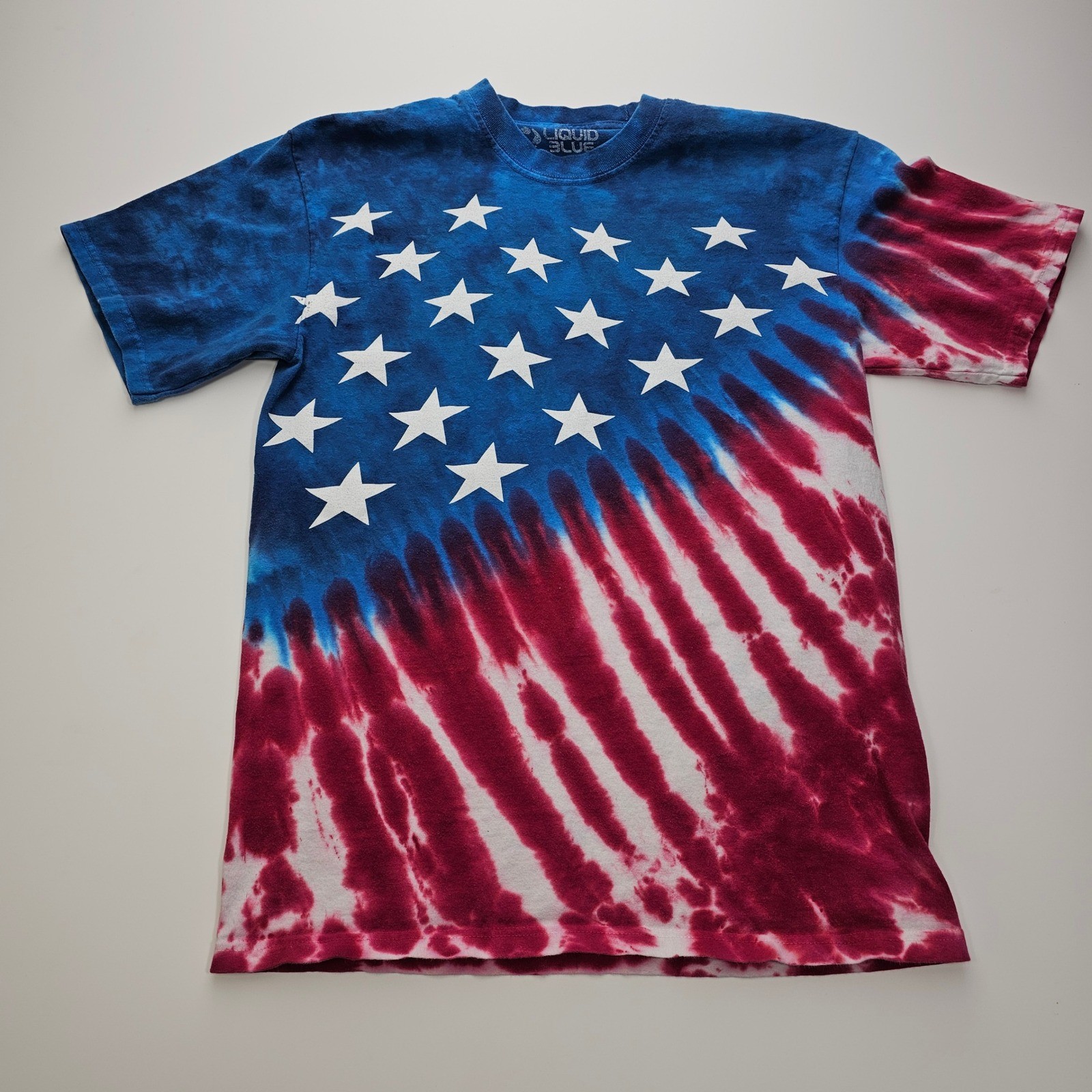 Liquid Blue Mens American Flag Tie Dye T-Shirt Stars Stripes Red White Blue M gallery