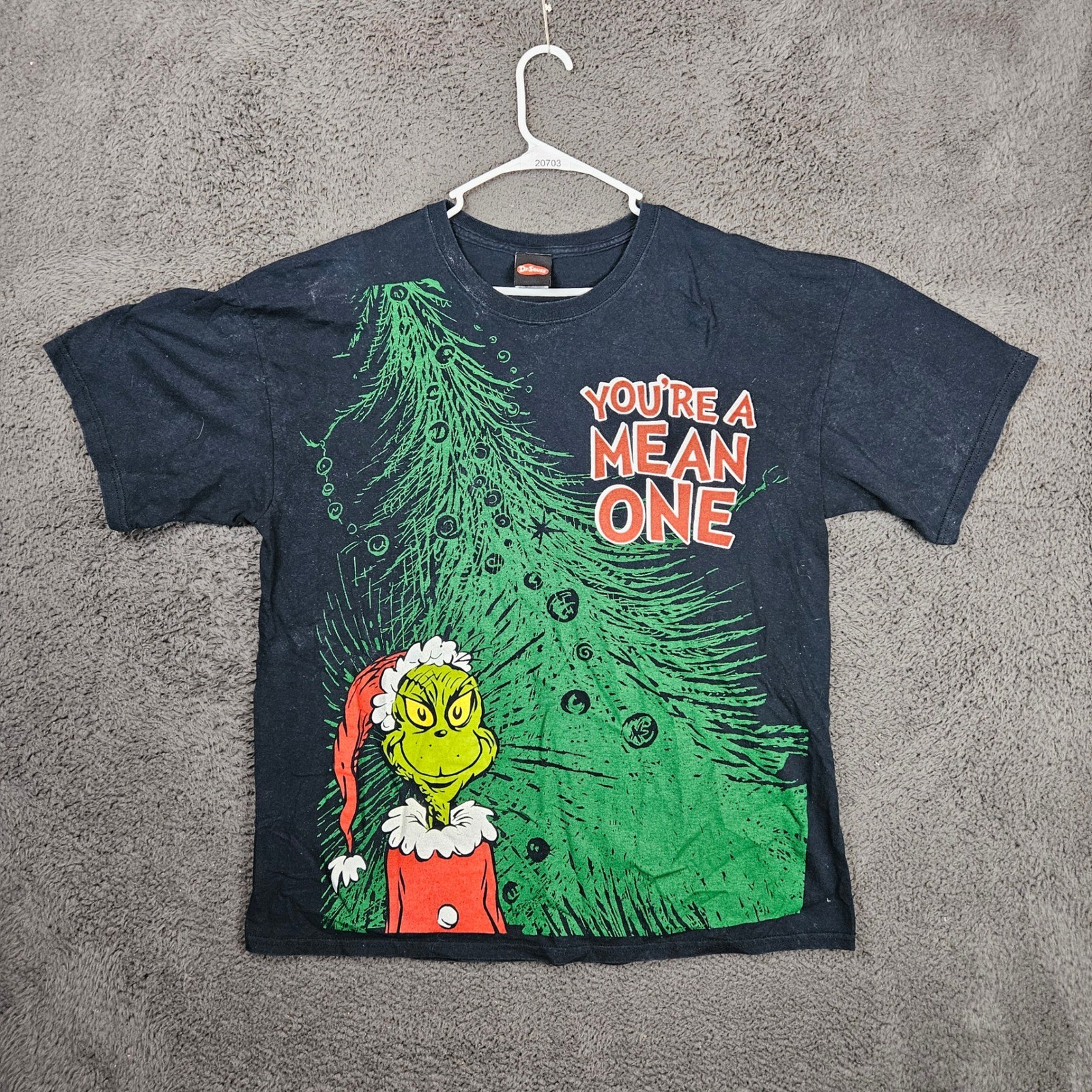 Dr. Seuss Grinch Men's XL VTG 2001 YOURE A MEAN ONE Christmas Black T Shirt gallery