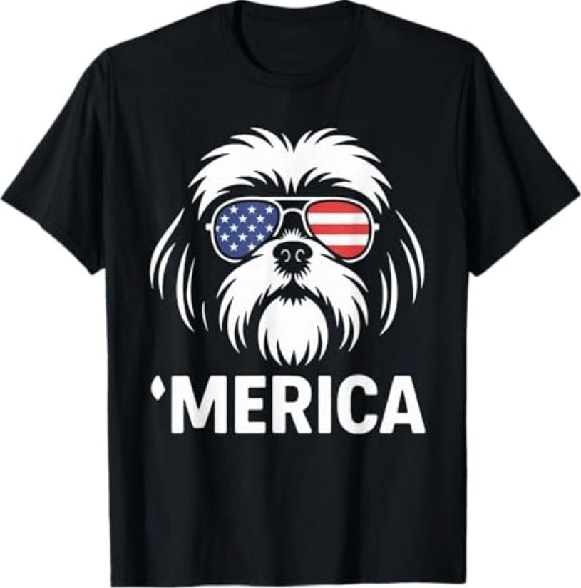Shih Tzu Dog 'Merica Patriotic 4th of July American Flag T-Shirt gallery