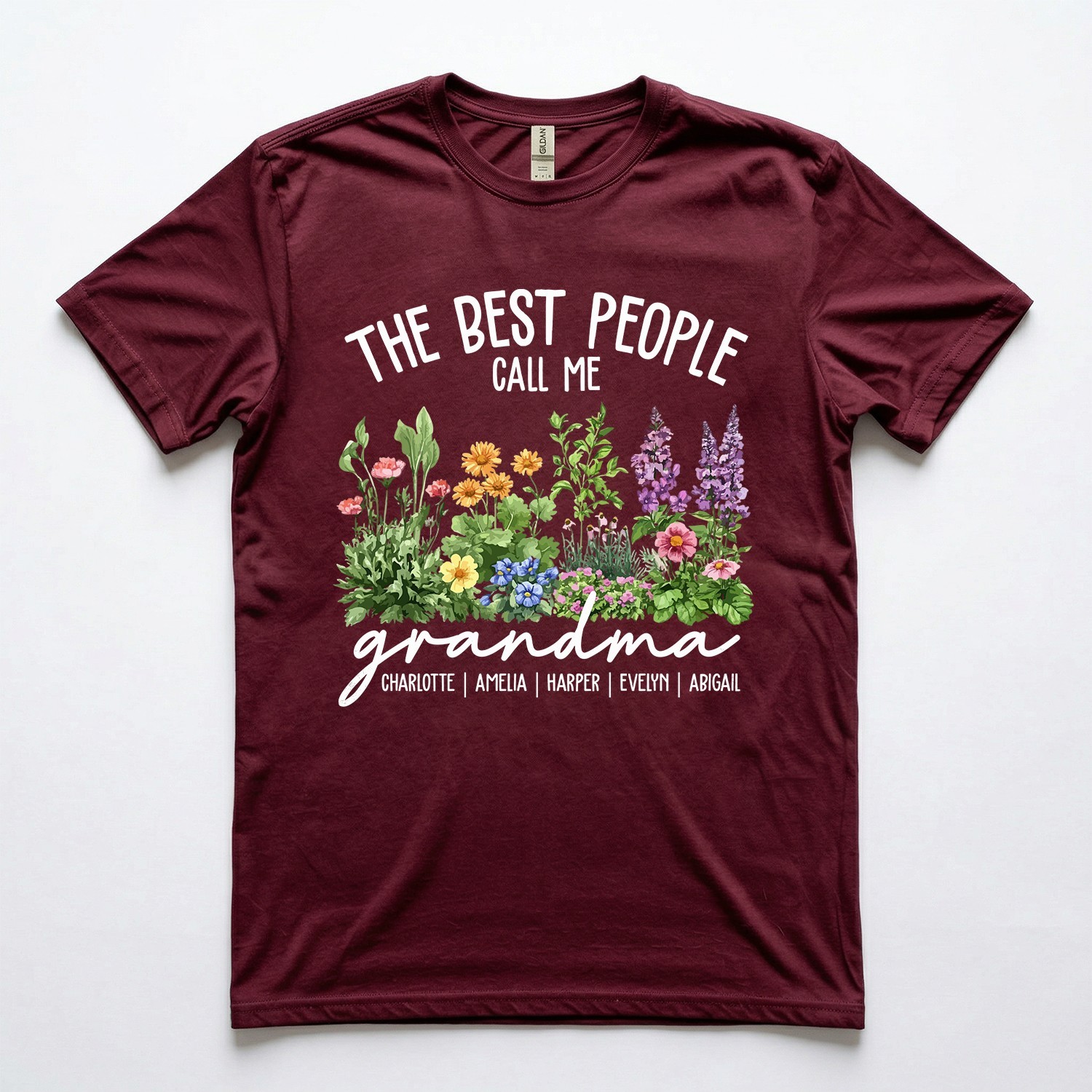 Personalized Grandma Shirt Custom Grandkids Names Floral Tee Mothers Day Gift