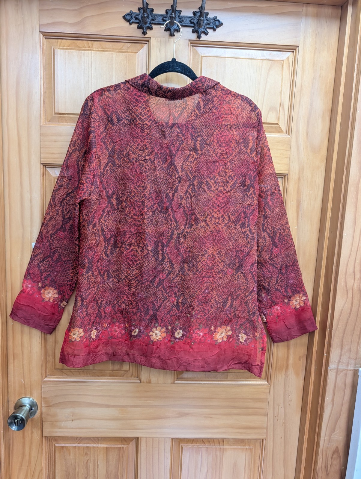 K Studio Women's No Size Semi Sheer Button-Down Front Collar Long Sleeves gallery