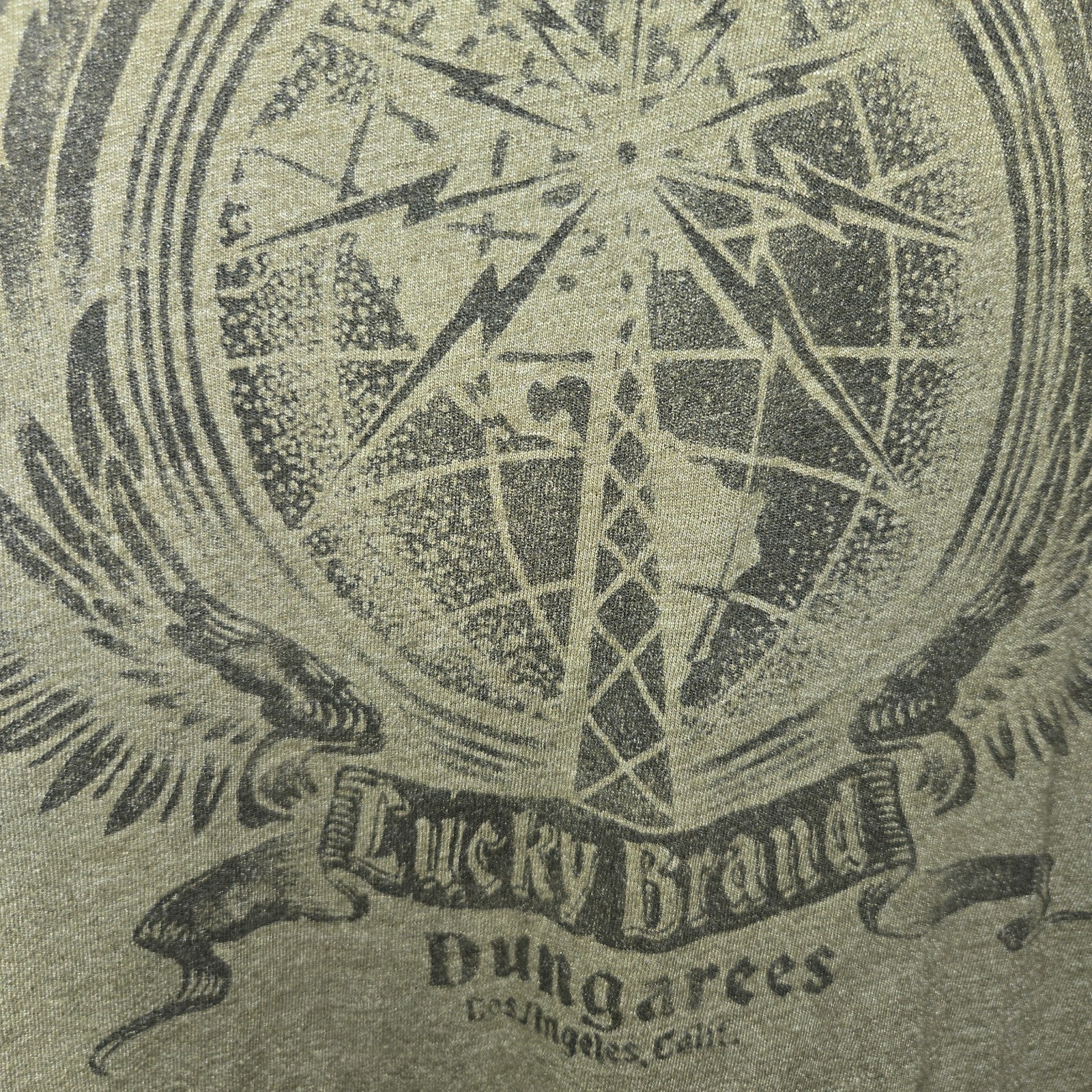VTG Y2K Lucky Brand T Shirt Mens XL Army Green "American To The Core" Soft gallery