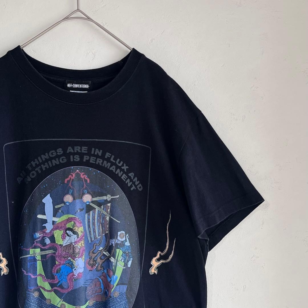 NOT CONVENTIONAL Logo T-Shirt Black Graphic Tee Free Size gallery