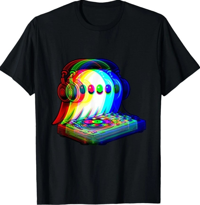 House Music ghost dj Optical Illusion EDM halloween Rave DJ T-Shirt hot