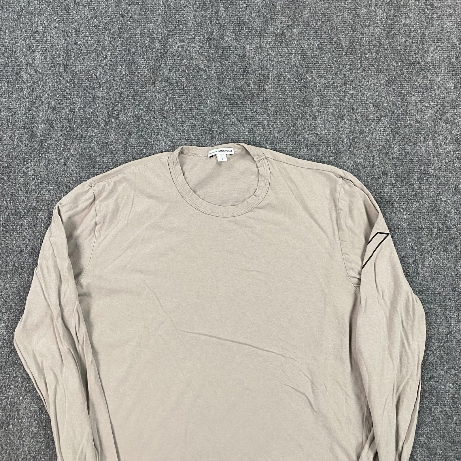 James Perse Shirt Mens Small Beige Long Sleeve California Graphic Made USA gallery
