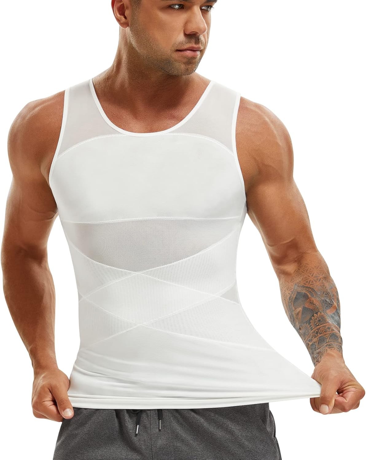 Men's Compression Tank Top Slimming Body Shaper Vest for Gynecomastia Workout gallery