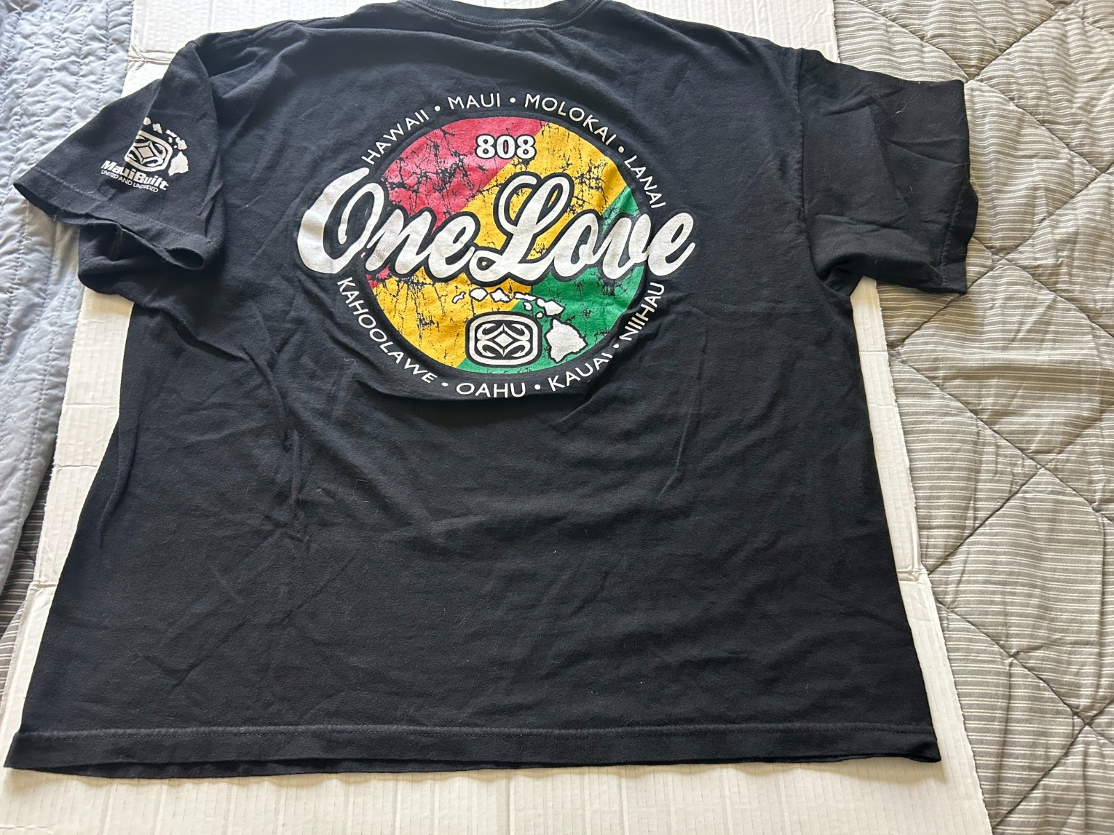 MAUI BUILT 808 ONE LOVE DISTRESSED 2XL BLK SHORT SLEEVE T SHIRT.SEE DESCRIPTION gallery