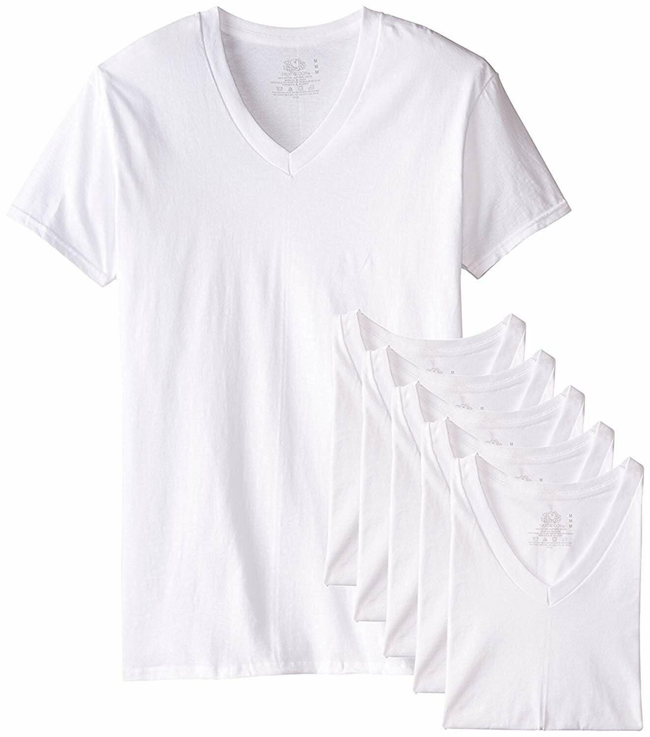 Fruit of the Loom Men's Tucked V-Neck T-Shirt 5-PACK (White, 3X-Large) gallery