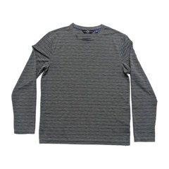 Joseph Abboud Men’s Large Slim Fit Long Sleeve Grey Striped Pullover Shirt