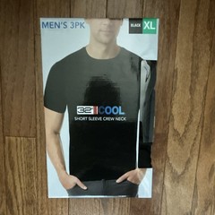 32 Degrees COOL Men’s 3-Pack Quick Dry Anti-Odor Crew Neck T-Shirt Black XL