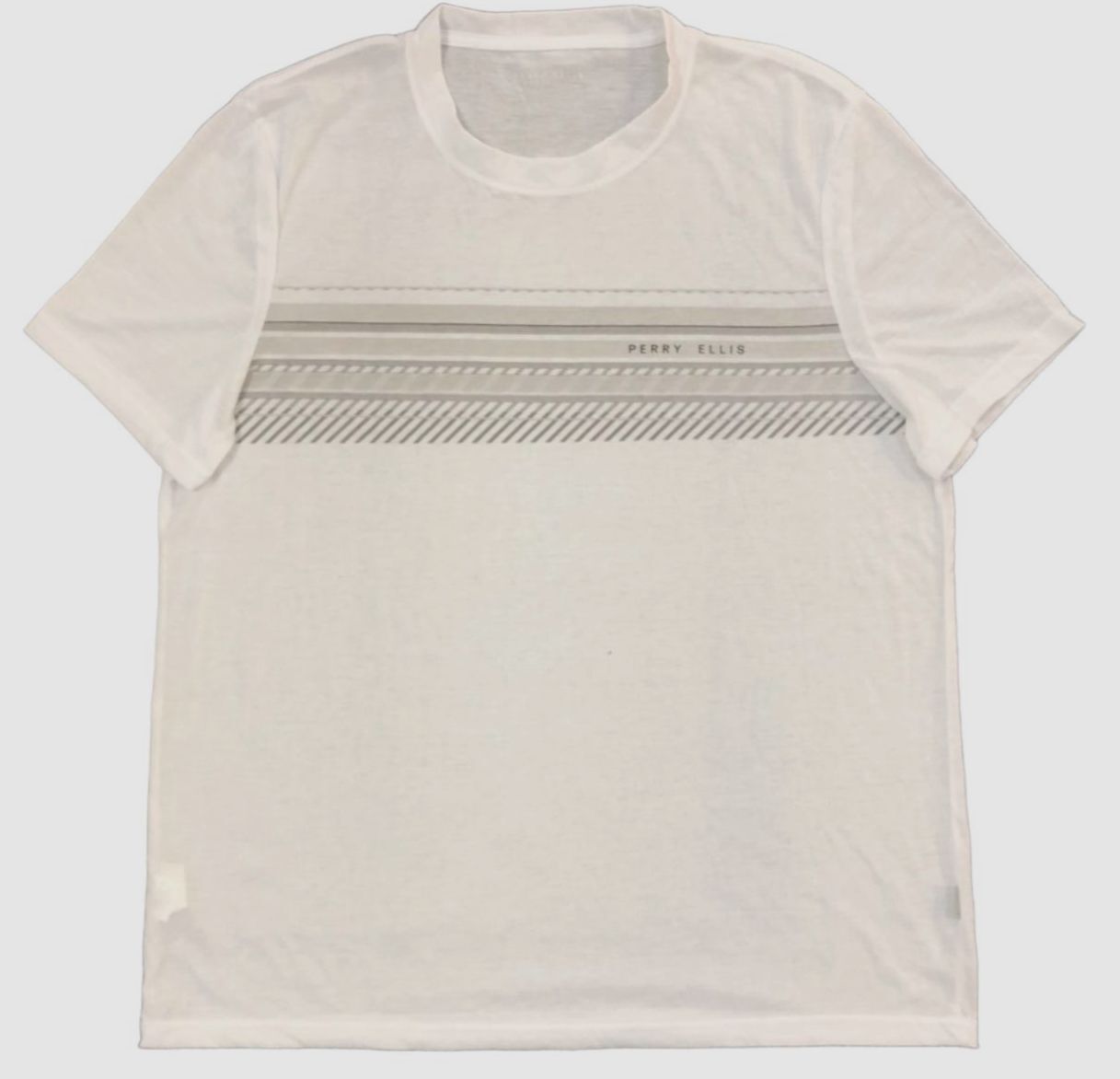 $38 Perry Ellis Men’s White Short-Sleeve Crewneck Logo Graphic T-Shirt Size S