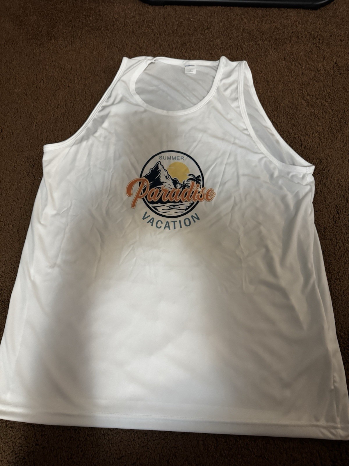 Sport-Tek Men's White Graphic Print Tank T-Shirt Scoop Neck Sleeveless Knit M gallery