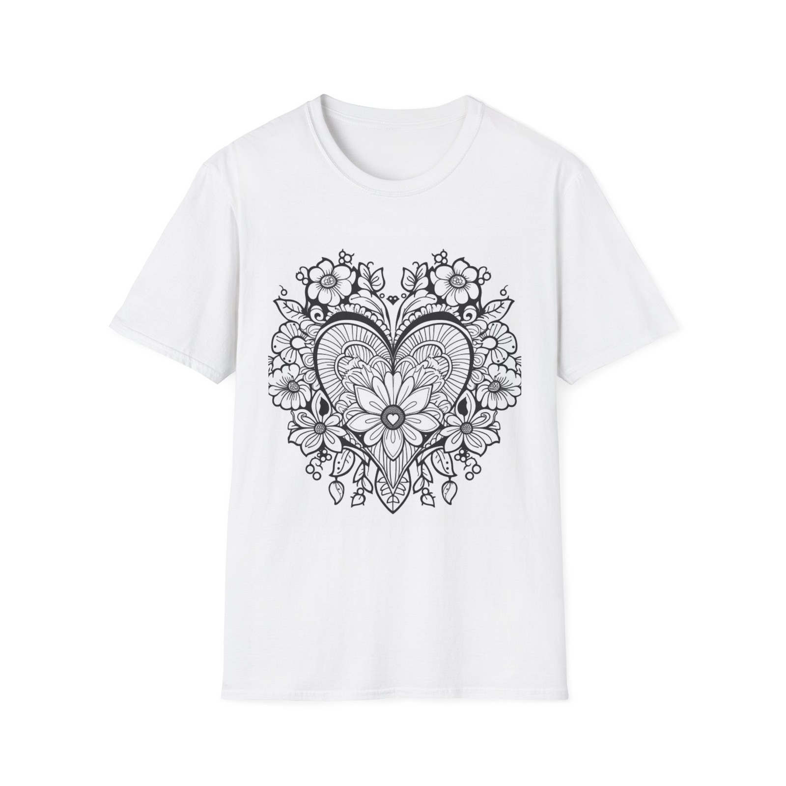 Paint your own shirtsFloral Heart Mandala T-Shirt | Flower Lace Heart Design gallery