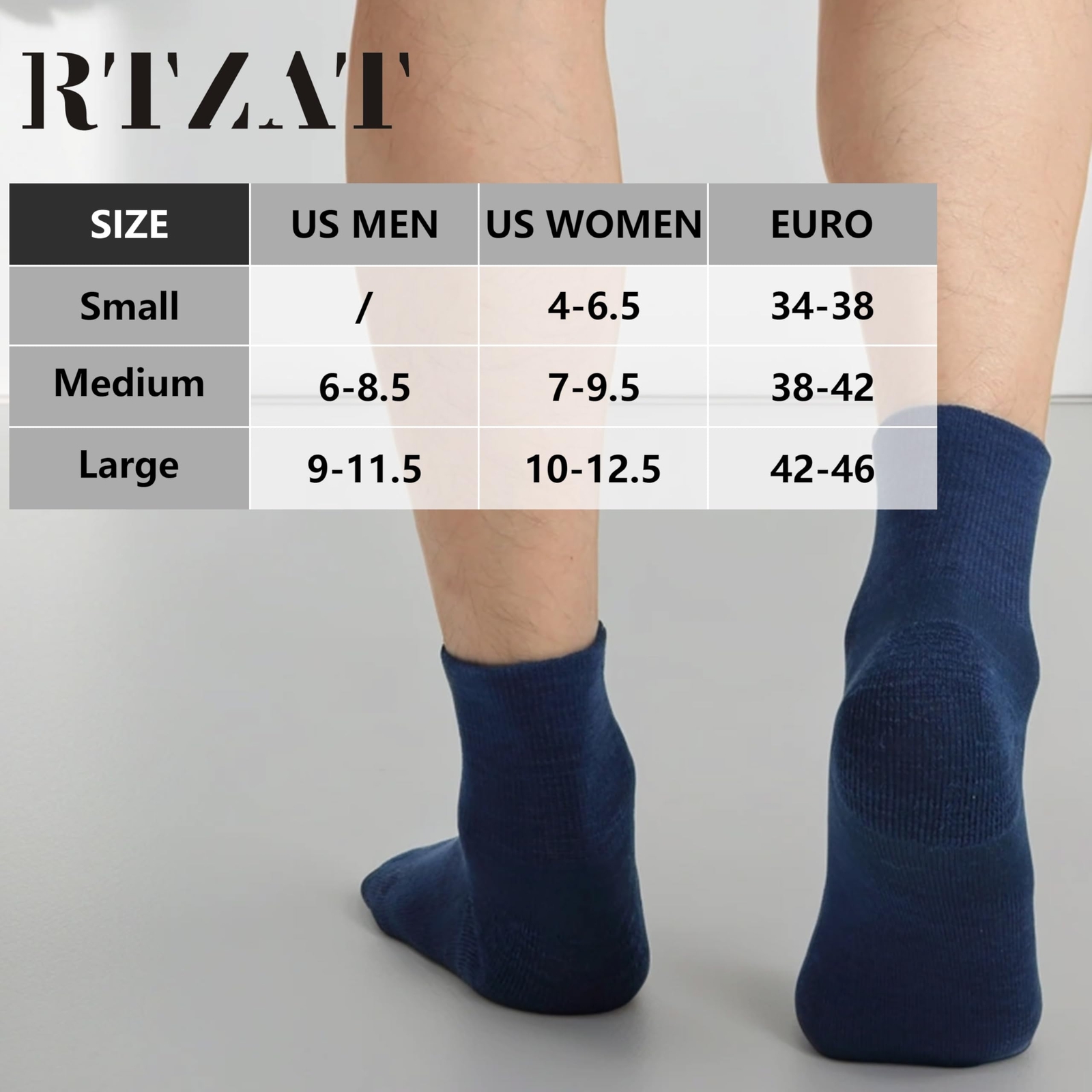 Merino Wool Ankle Socks 3-Pack Blue Medium Moisture-Wicking for Casual Running gallery