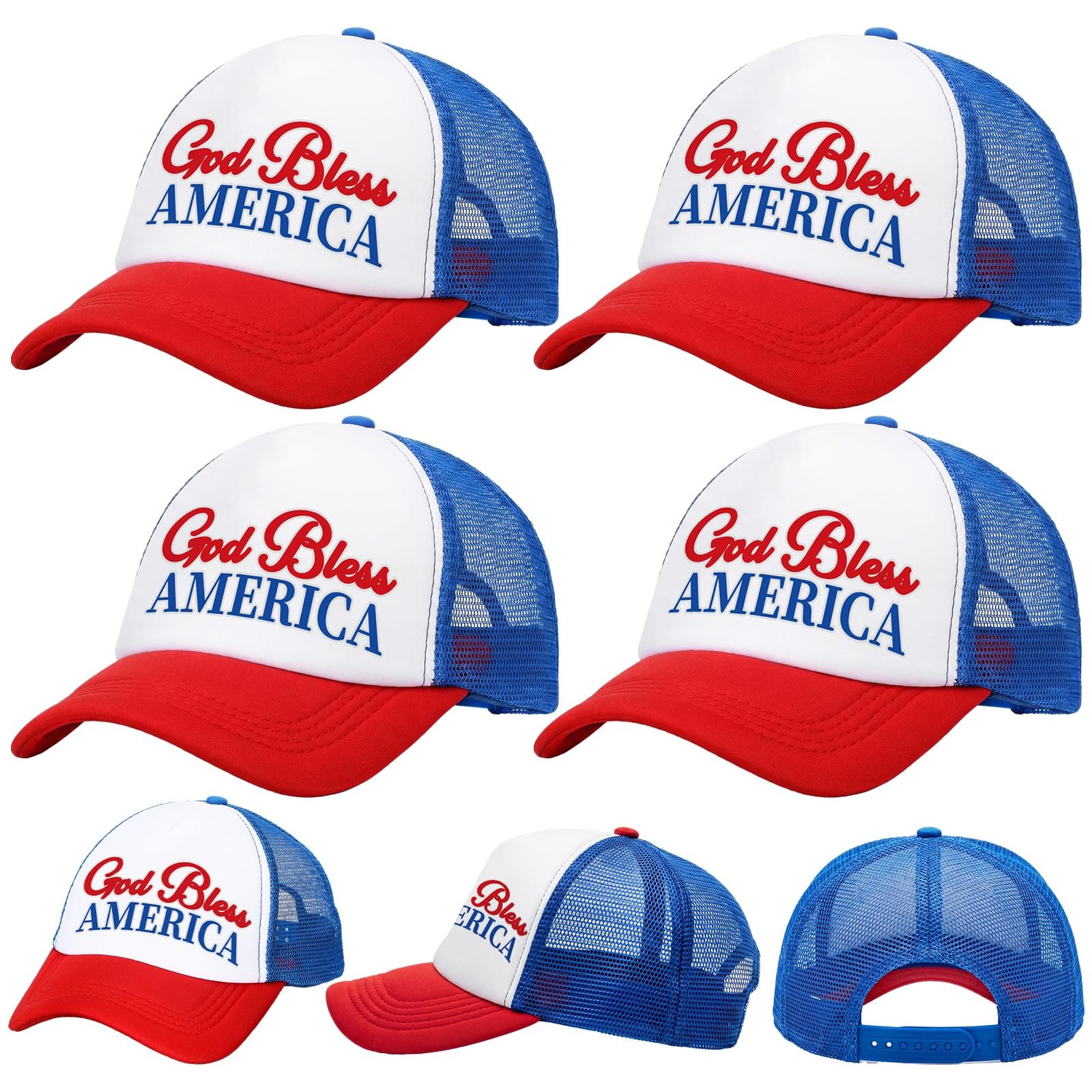 4 Pack 250th Anniversary Patriotic Hats Bulk Adjustable 4th of July Trucker H... gallery