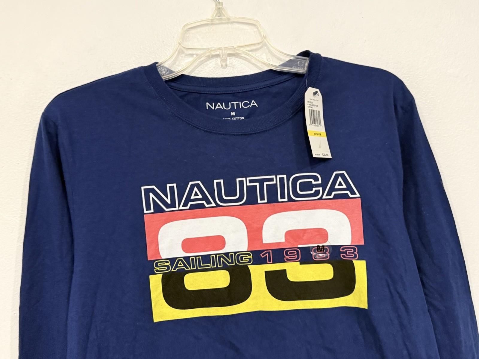 NEW Nautica ‘1983 Sailing’ Shirt Size Medium Navy Long Sleeve Cotton Crew Jersey