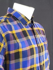 Wrangler Blue Mustard Check Casual Shirt 100% Organic Cotton Size XL Regular Fit