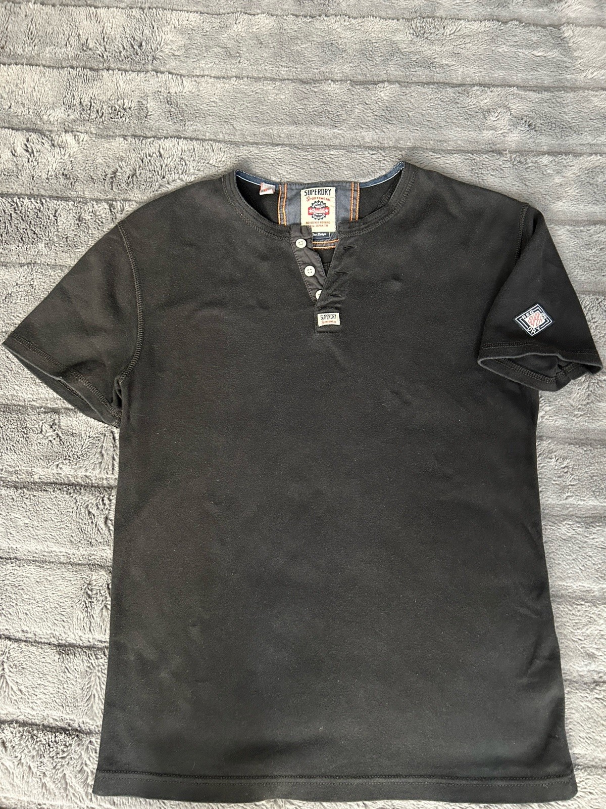 Superdry Sportswear Men's Short Sleeve Henley Tee - Black - Size Large gallery