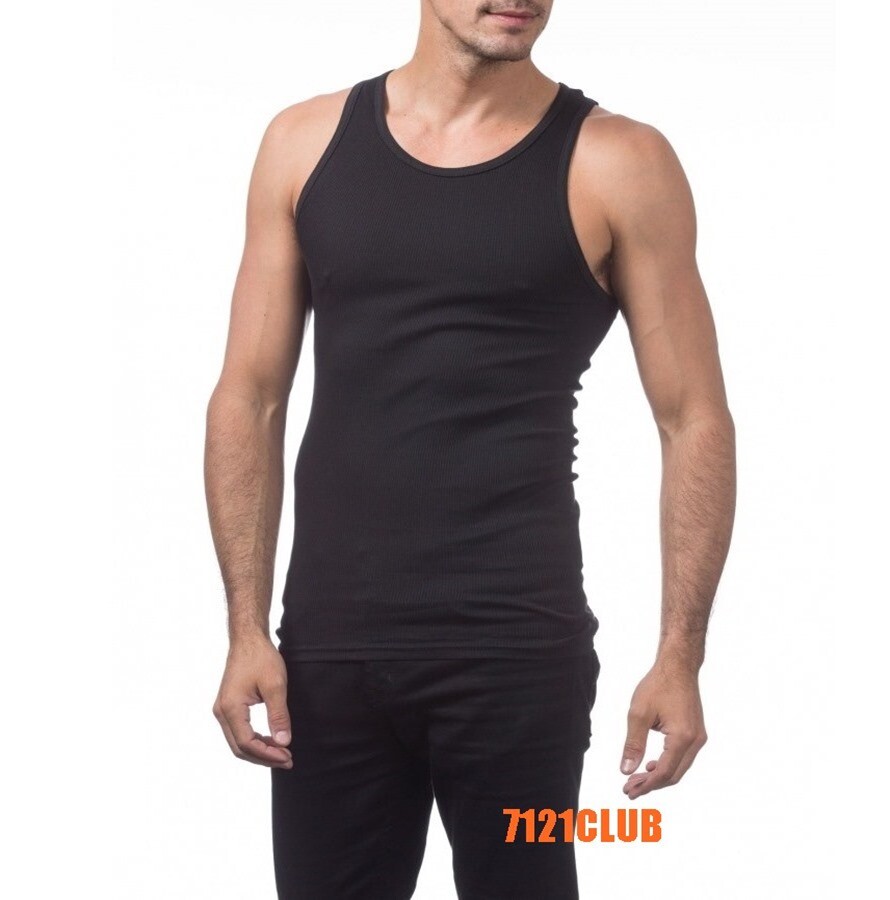 Lot 3 PRO CLUB A SHIRTS TANK TOP BLACK ProClub Mens Wife Beater Undershirt S-7XL gallery